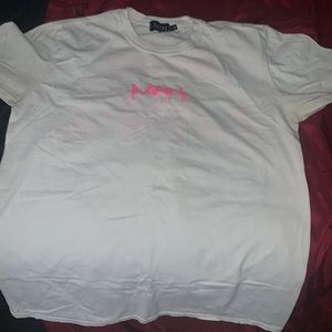 White T-Shirt with pink and black writing